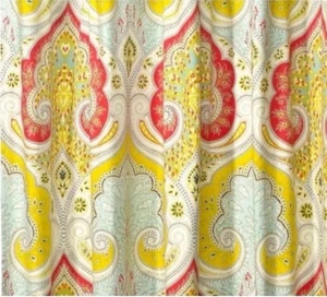 ECHO Jaipur Duschvorhang Boho Paisley rot gelb grün Baumwollstoff 72x72" - Bild 1 von 4