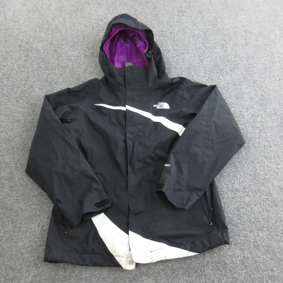Chaqueta The North Face Niñas Pequeña 7/8 Negra Púrpura HyVent Abrigo para Nieve con Capucha Foto 1 de 4