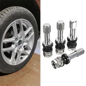 4Pcs TR48 Bolt On Tire Valve Stem Chrome Metal High Pressure Flush W/ Stem Cap - Picture 1 of 9