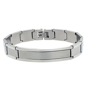 Men Women 12MM Stainless Surgical Steel Satin Finished Center ID Bracelet 8" - Picture 1 of 1