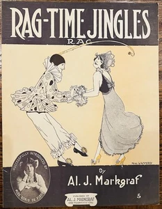 Partituras escasas RAGTIME JINGLES de AL. J. Markgraf ~ San Francisco ~ 1916 - Imagen 1 de 1