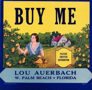 f48 West Palm Beach Florida Buy Me Orange Citrus Fruit Crate Label Fridge Magnet - Picture 1 of 1