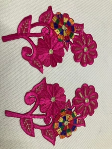 Lot of 2 Iron On Patches Deep Pink Flower Patches for Baby Clothes Accessory - Picture 1 of 8