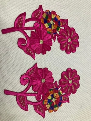 Lot of 2 Iron On Patches Deep Pink Flower Patches for Baby Clothes Accessory - Image 1 of 4