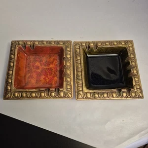 Set Of 2 Vintage Cal Orig USA California Pottery Ashtrays - Picture 1 of 9
