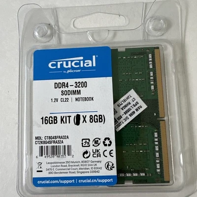 NEW Crucial 8GB Ram 4096  (DDR4-3200) Sodimm 1.2v CL22  Memory Notebook - Image 1 of 4