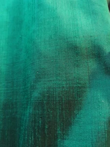 Tessuto seta vintage 2+ iarde 40" verde smeraldo iridescente blu sottotono retrò anni 80 90 - Foto 1 di 3