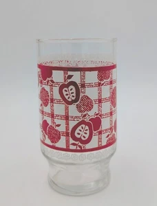 Vintage Red Apple Print Drinking Glass – Retro Mid-Century Kitchenware Tumbler - Picture 1 of 5