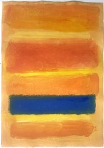 Rothko Mark Paintings Blue Orange Sunshine Art Original Abstract Minimalist A6 - Picture 1 of 3