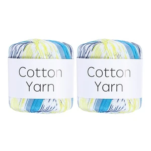 Cotton Yarn,Soft Knitting Yarn 2 Packages of 80g/2.82oz/Blue Yellow - Imagen 1 de 7