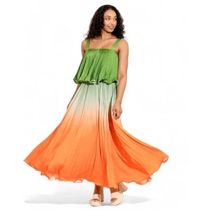 Alden Adair Samantha Maxi Sun Dress Rainbow Ombre Orange Green Small S NEW - Picture 1 of 5