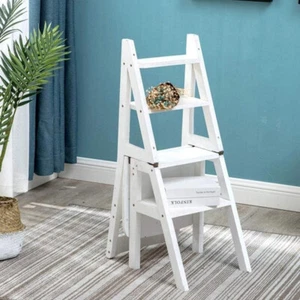 Folding Library Ladder Chair Step Chair 4-Step Stool Step Display Flower Stand - Picture 1 of 12