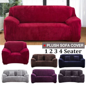 1/2/3/4 Seater Velvet Stretch Sofa Covers Soft Sofa Couch Protect Elastic Cover - Picture 1 of 74