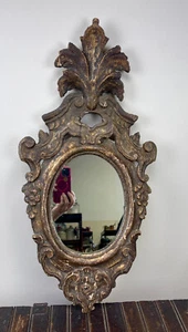 Antique Spanish Carved Gilt Wood Mirror Segovia Provenance Ornate 25" x 12" - Picture 1 of 14