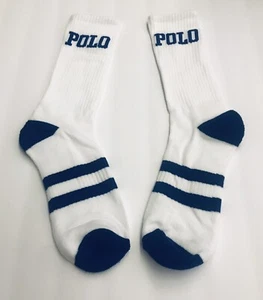 New Men’s Polo Ralph Lauren Classic Sport Socks White Polo written in Blue - Picture 1 of 12