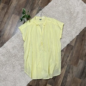 Aerie Size Large Oversized Pastel Yellow Henley Cap Sleeve Top - Picture 1 of 5