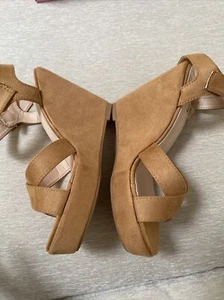 Damen Plateau Sandalen Keilabsatz Neu Größe 9 Braun - Bild 1 von 8