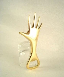 Stylish Carl AUBOCK Vienna Bottle Opener HAND Brass Modernism Bronze era 1950s - Picture 1 of 9