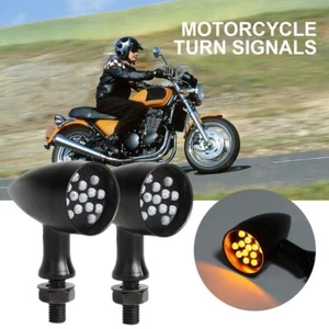 Black LED Turn Signals Light For Kawasaki Vulcan VN Classic Custom 900 - Picture 1 of 11