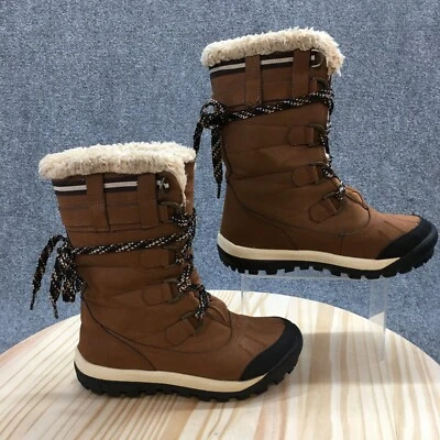 Bearpaw Waterproof Winter Boots Womens 9 Desdemona Brown Leather Sherpa Lace Up - Image 1 of 4
