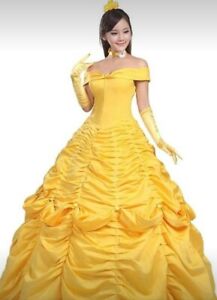 Ainiel Women's Cosplay Costume Princess Dress Yellow Satin size 3X Style 1