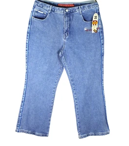 NWT Revolt Blue Plus Size 24 Jeans High-Rise Boot-Cut Striped Seam 100% Cotton - Picture 1 of 7