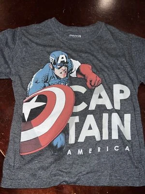 Marvel Captain America Boys Shirt Size 7; Black & Red T-Shirt Crew Neck - Image 1 of 4