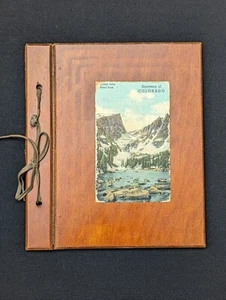 Álbum de fotos vintage con cubierta de madera carro rueda postal libro de recortes COLORADO - Imagen 1 de 3