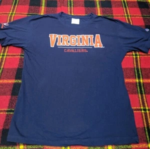Champion T-Shirt Mens Embroidered Navy Virginia Cavaliers NCAA Short Sleeve Sz L - Picture 1 of 7