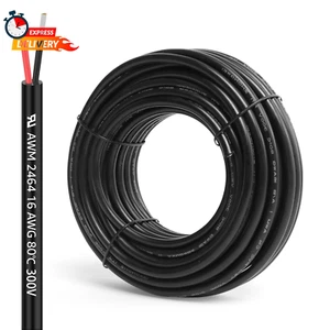 50FT 16AWG Electrical Wire, 16 Gauge 2 Conductor Stranded PVC Cord Tinned Copper - Picture 1 of 12