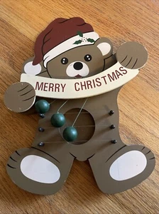 Vintage Christmas Bear door hanging Chime Harp hand painted  11x8.5” Wood - Picture 1 of 6
