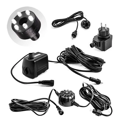 Springbrunnen Pumpenset mit Licht Dämmerungssensor Gartenbrunnen Quellstein DIY - Bild 1 von 4