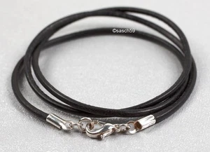 Cadena de cuero según MASS 2 mm correa de cuero collar de cuero negro 35 cm KK - Imagen 1 de 9