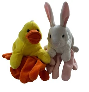 Peluche Creations Inc Marioneta de Mano Conejito Conejo Pato Guante Pascua Lote de 2 1995 De Colección - Imagen 1 de 3