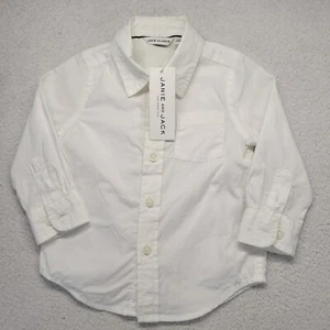 Janie and Jack 6-12 Months Button Up Shirt White Long Sleeve Infant Baby Boy - Picture 1 of 6