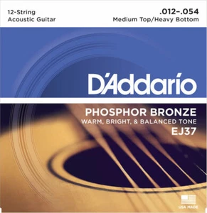D'Addario EJ37 12-String  Acoustic Guitar Strings Med Top/Heavy Bottom 12-54 - Picture 1 of 1