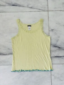 Y2K VTG Joe Boxer Lace Trim Camisole Tank Yellow Cotton Babydoll Fairy Womens XL - Picture 1 of 7