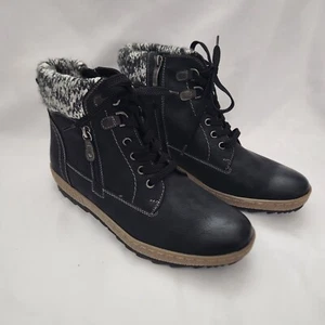 Spring Step Relife Booties Karlene Women's 42 US 10.5-11 Black Lace Zip Ankle - Picture 1 of 14
