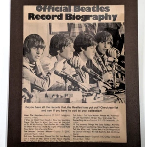 Framed Beatles Record Biography Ad - Check Your Collection, Vintage 70s Cutout - Picture 1 of 6