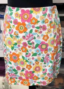 Love On A Hanger Juniors Skirt Size 5 A Line Pink Floral Cotton/spandex Zips - Picture 1 of 4