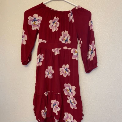 Old navy girls floral print Long sleeve lightweight 100% rayon boho dress S 6/7 - Image 1 of 4