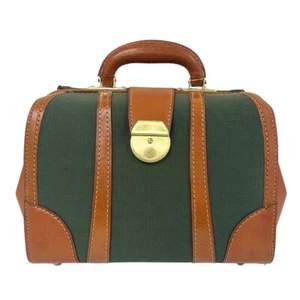 Neu Canvas Gladstone Arzttasche Lederbesatz braun 28x15,5x22cm Reise - Bild 1 von 7