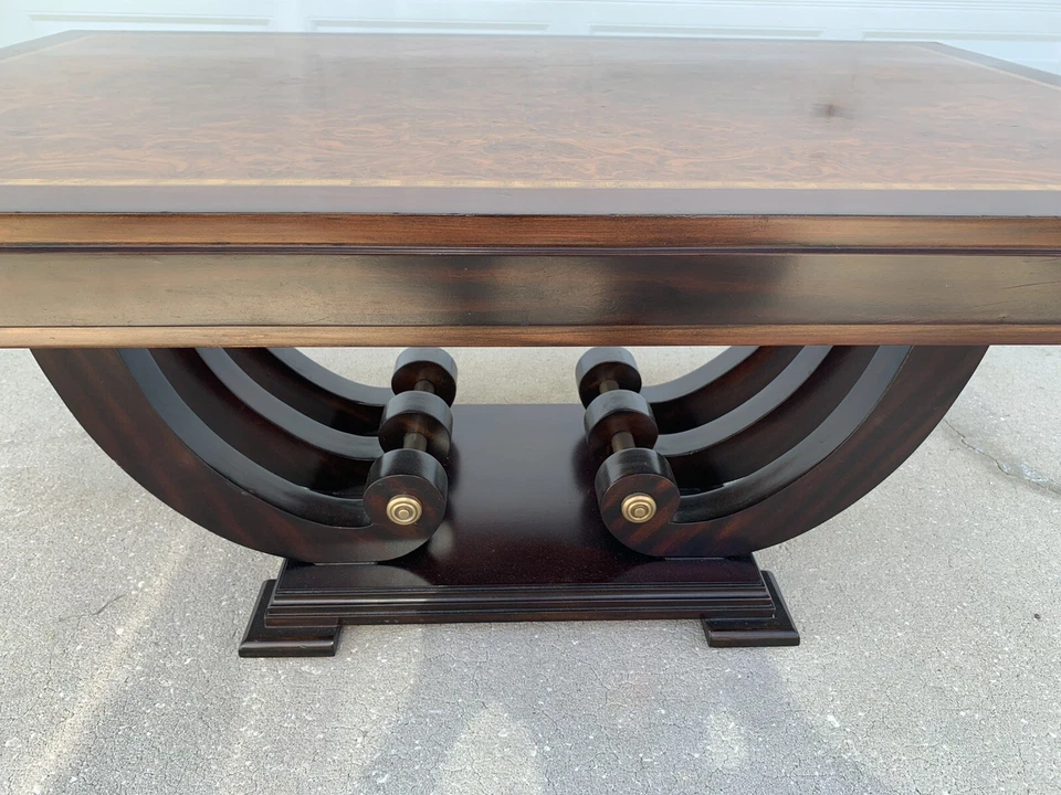 Impresionante Mesa de Centro Consola MAITLAND SMITH Imperio Americano Incrustación Madera Burl Foto 1 de 4