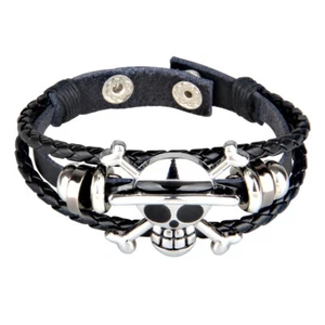 Men Women Sword Pirate Skull Braided Leather Bracelet Leather Wristband Bracelet - Picture 1 of 40