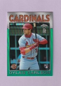 Dylan Carlson 2021 Topps Chrome Ben Baller Green Refractor #86TB-6 #'d 08/99
