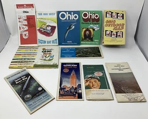 Menge 10 Vintage Ohio Straßenkarten Americana + Bonus Cleveland Pressekarte - Bild 1 von 3