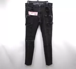 Studio De V Vestiti Eleganti Cargo Jeans Mens 32 x32 Black Gothic Slim Fit Retro - Picture 1 of 14