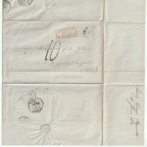 1853 WRAPPER BEYROUTH? TO FRANCE RED FRAMED PAQUEBOTS DE LA MEDITERRANEE  - Picture 1 of 1