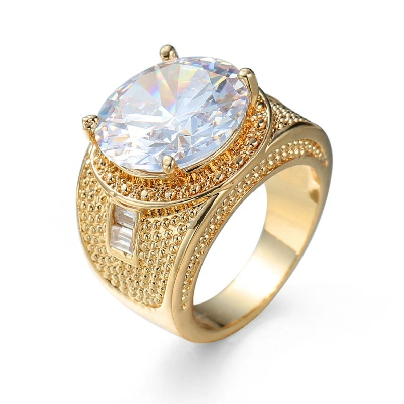Round Cut White CZ Bands Women's 14kt Yellow Gold Filled Engagement Ring Sz 6-10 - Image 1 of 4