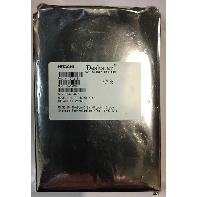 0A31611 - Hitachi 250GB 7200 RPM IDE 3.5" HDD manufacture refurbished - Image 1 of 1